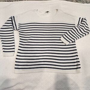 Talbots Crewneck Sweater Navy White Stripe Cotton Size XL